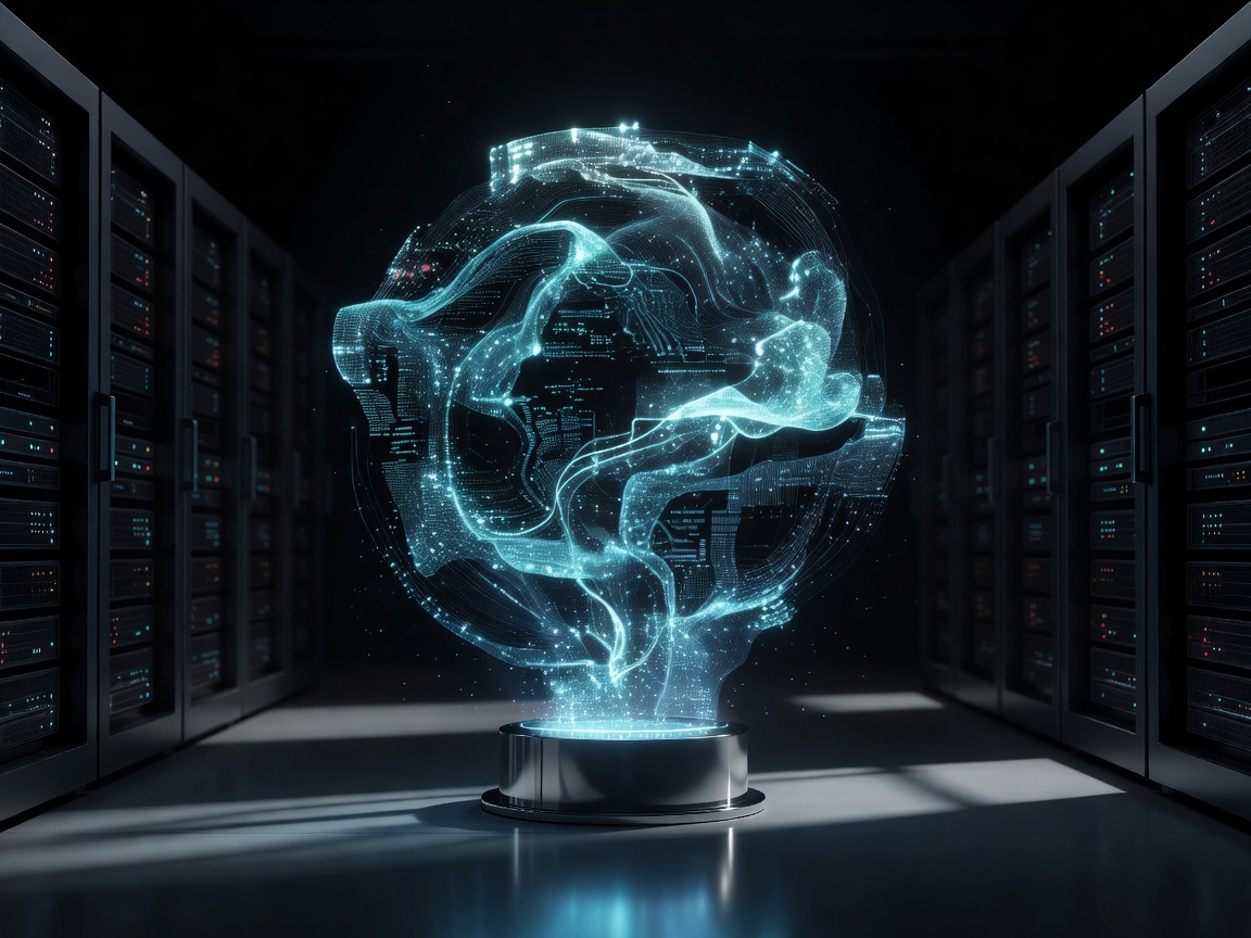 3D Futuristic AI Poster Visual Concept